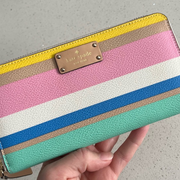 kate spade Handbags - Kate Spade Striped Zip Around Wallet